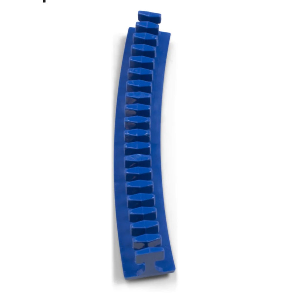 Pestaña de pegamento de pliegue flexible azul curvada Centipede® de 25 x 150 mm