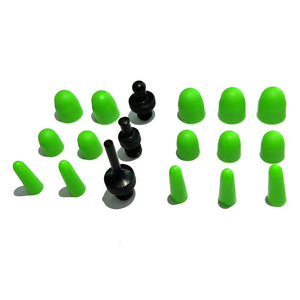 CONJUNTO PUNTAS CON CAPUCHONES EN VERDE