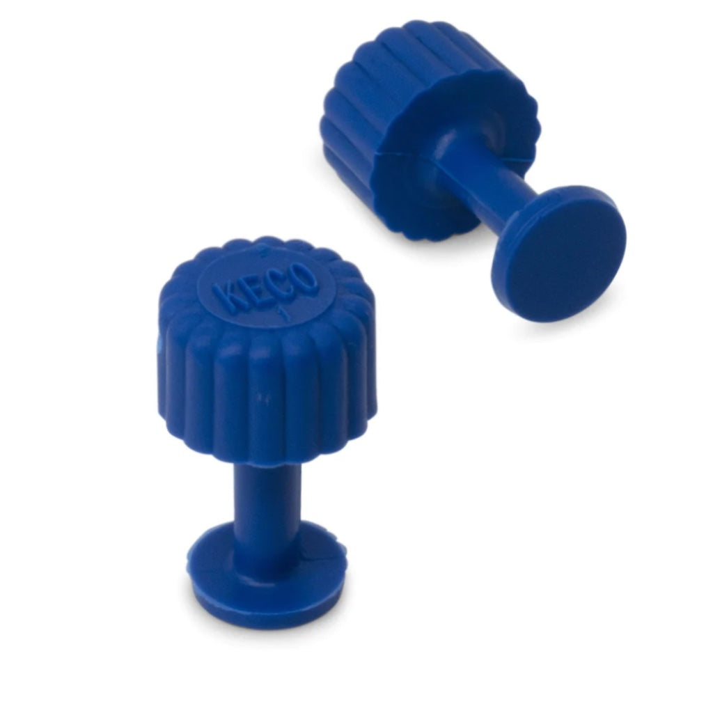 Pestañas de pegamento de acabado redondas azules Dead Center® de 9 mm- Paquete de 10